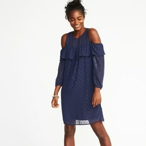 Cold Shoulder Textured Print Dress